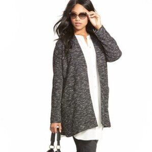 Eileen Fisher Black & White Micro Tweed Knit Open Front Jacket Cardigan Medium